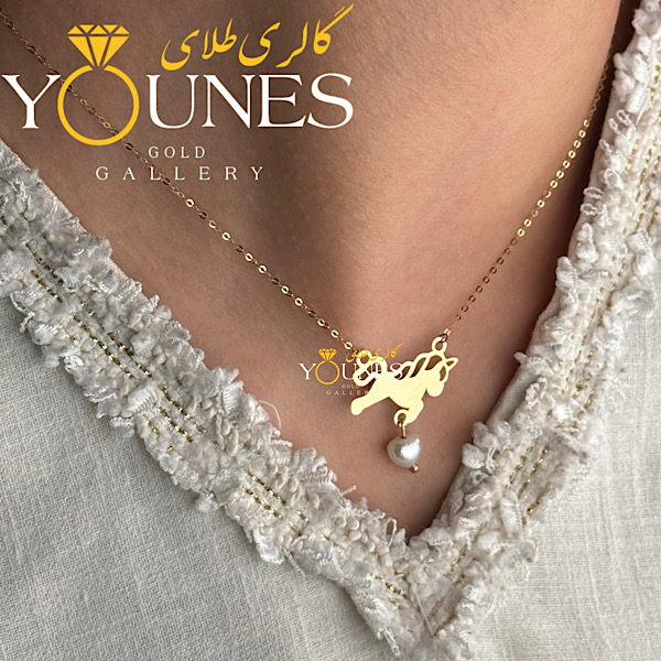 گردنبند طلا تک شاخ مروارید دار